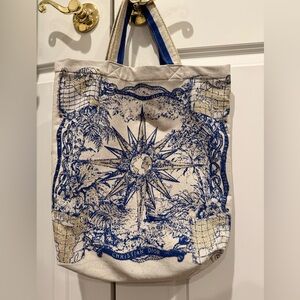 Christian Dior Blue and Gold 100% cotton Tote Bag